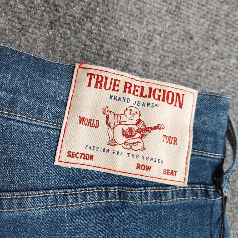 True Religion Bobby Relaxed Baggy Jeans Mens 30x30 Medium Blue TR Applique Y2K